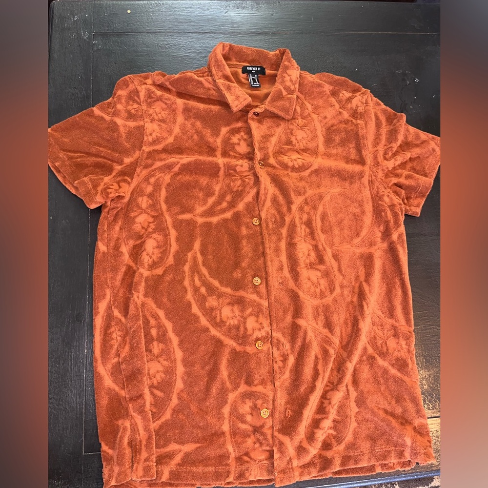 Forever 21 Orange Casual Button Down Shirt